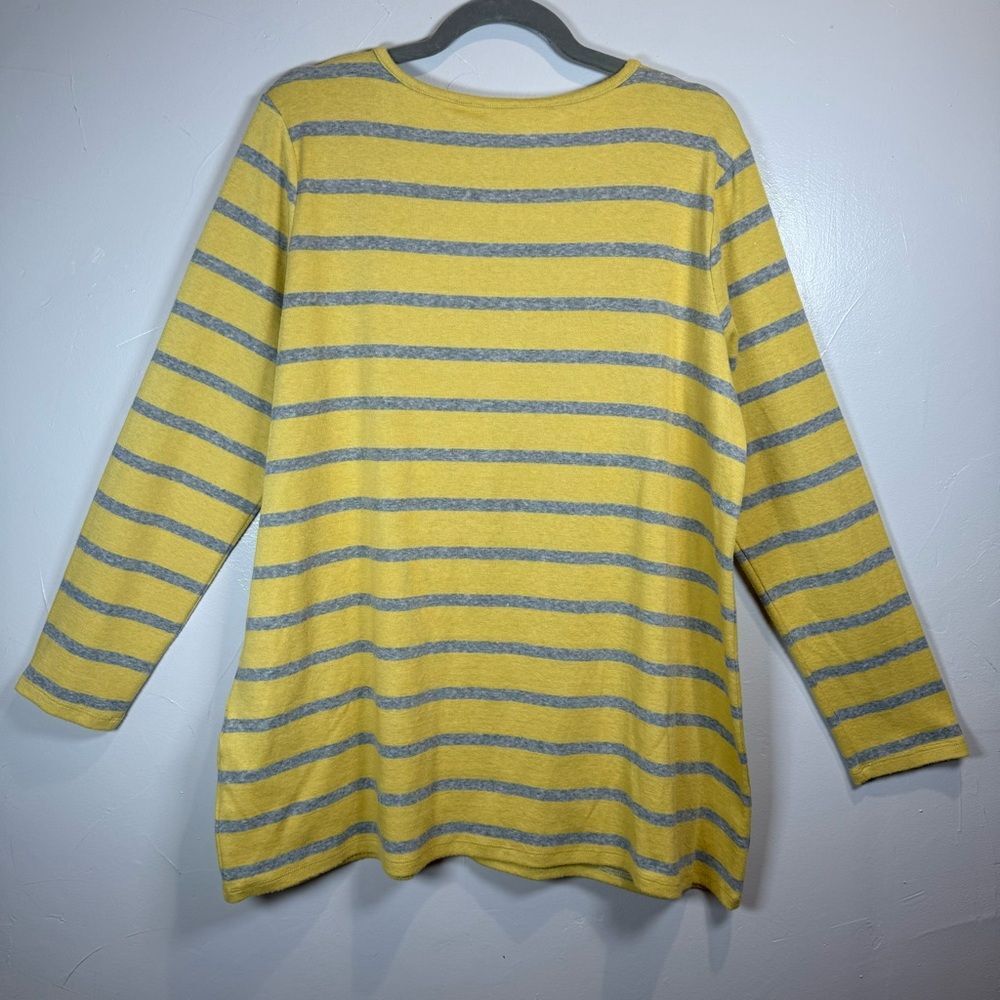 Soft Surroundings Parker Tunic Yellow Gray Stripes Style 2CC50 Size Large